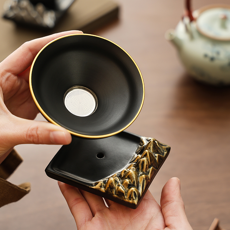 江山描金茶漏茶滤茶叶渣过滤器