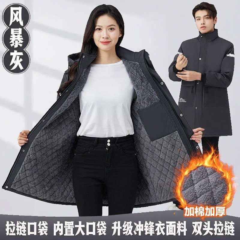 2025妈妈罩衣冬加绒加厚女中长款宽松版罩棉衣可外穿加肥加大时尚