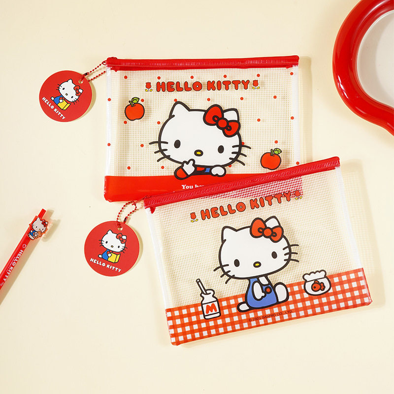 日韩卡通HelloKitty透明PVC文件袋凯蒂猫高颜值限定拉链收纳袋