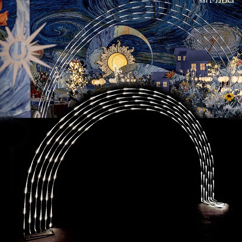 婚庆铁艺星空流星雨灯带拱门弧形铁艺架子星空婚礼跑马灯装饰道具