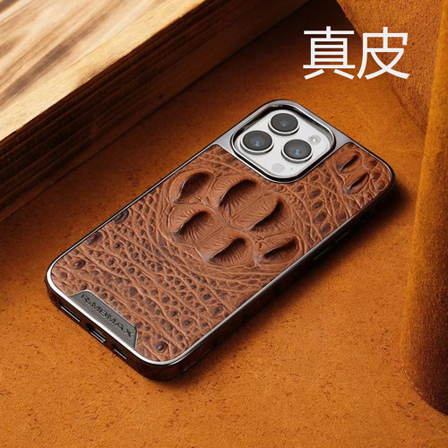 苹果真皮鳄鱼头皮纹全包手机壳