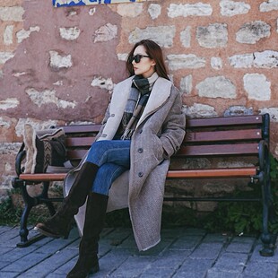 詹姆凯雷姆 2035人字纹土耳其成衣设计师进口皮草外套真皮毛一体