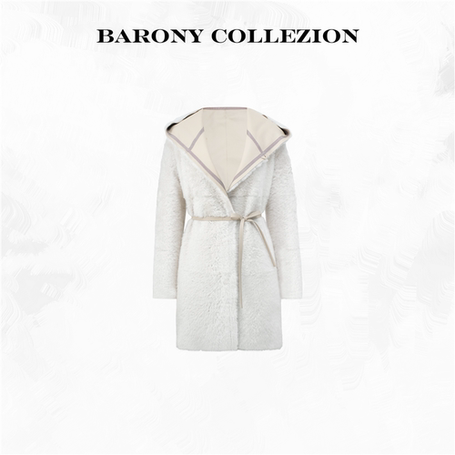 BARONY【98530】洋气羊毛拉贡LACON连帽双穿皮草外套皮毛一体