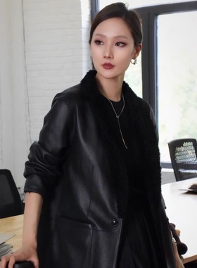 BARONY【86099】25-26新款拉贡LACON西服双穿皮草外套真皮毛一体