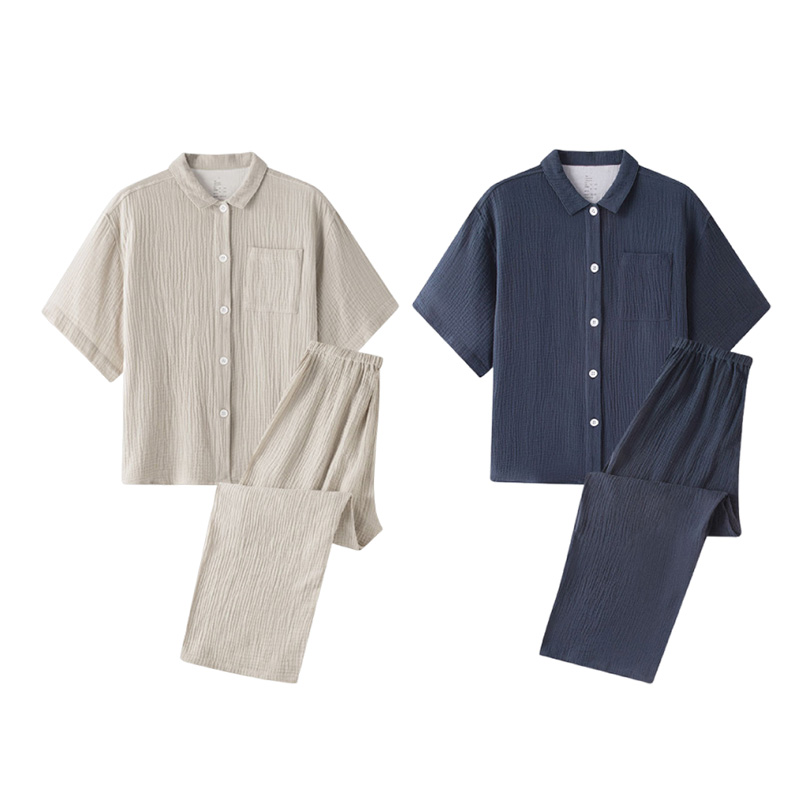 情侣纯棉薄款短袖家居服套装