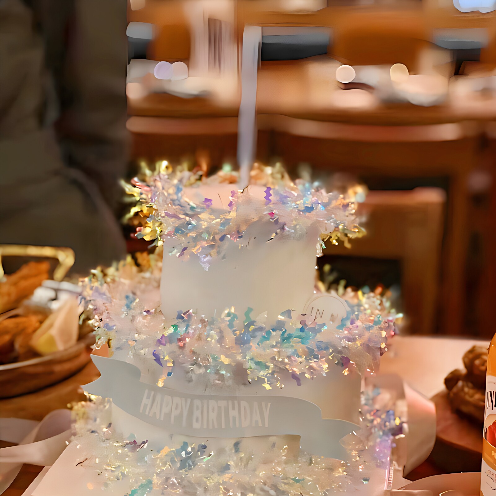 生日布置装饰幻彩镭射毛条彩带扶梯拉花吊顶布置彩带亮丝加密彩条