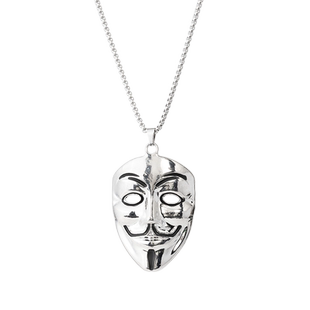 街头v字仇杀队面具嘻哈长款项链男配饰潮韩版装饰品个性挂件吊坠