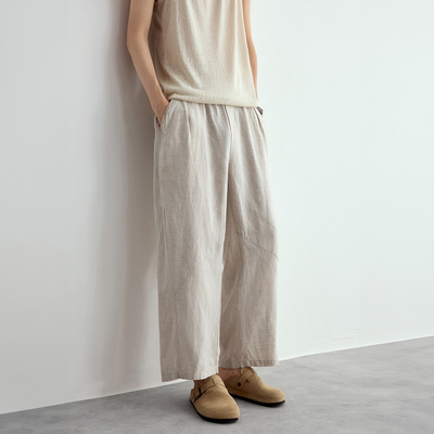 亚麻九分休闲裤男士抗皱透气