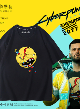 赛博朋克Cyberpunk2077边缘行者游戏周边T恤武侍乐队男女衣服短袖