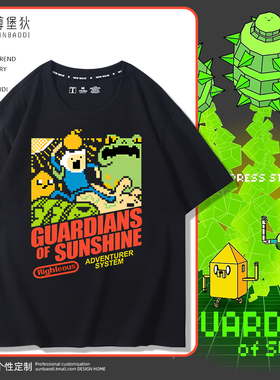 探险时光Adventure time纯棉像素风卡通动漫ins潮牌情侣短袖