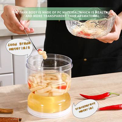 厨房干湿分离泡菜罐带叉子带排气孔带时间标沙漏泡菜罐