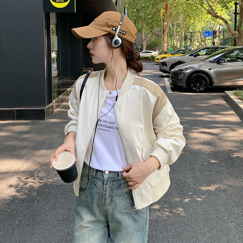 棒球服外套女春季2025新款宽松休闲 韩系小个子设计感短款夹克上