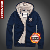 美洲海岸af卫衣男士 宽松羊羔绒加绒加厚外套 开衫 保暖秋冬季 连帽衫