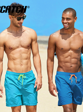 亿斯卡男士泳裤双层防尴尬速干沙滩裤男水上乐园泡温泉游泳装备