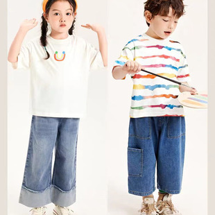 品牌折扣男童短袖t恤宝宝纯棉打底衫2025春装新款童装儿童上衣潮