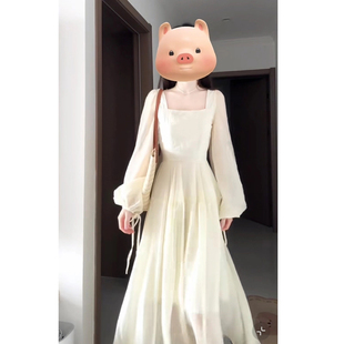 大码女装春夏新法式森系超仙显瘦收腰连衣裙胖MM公主裙温柔风长裙