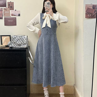 背心连衣裙女胖MM简约通勤穿搭气质裙子两件套 法式 大码 女装