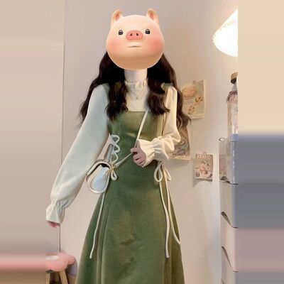 大码法式复古假两件连衣裙子女秋冬2025新款气质独特漂亮收腰长裙