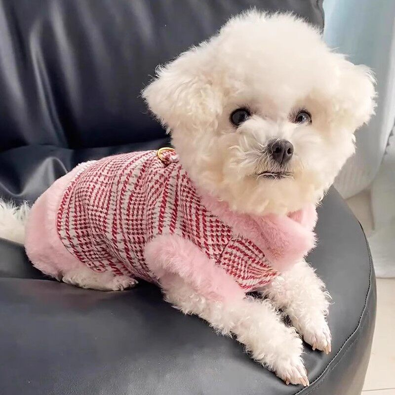狗狗衣服冬季加厚加绒马甲可牵引