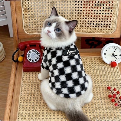 猫咪衣服秋冬季保暖卫衣可牵引
