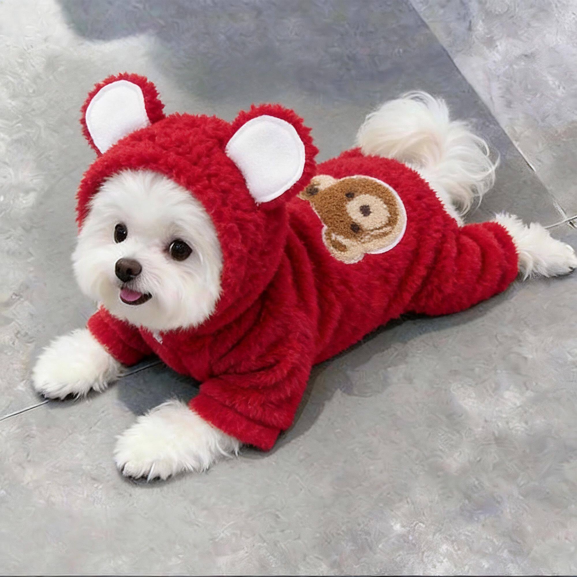 狗狗衣服冬季保暖加厚小熊四脚衣