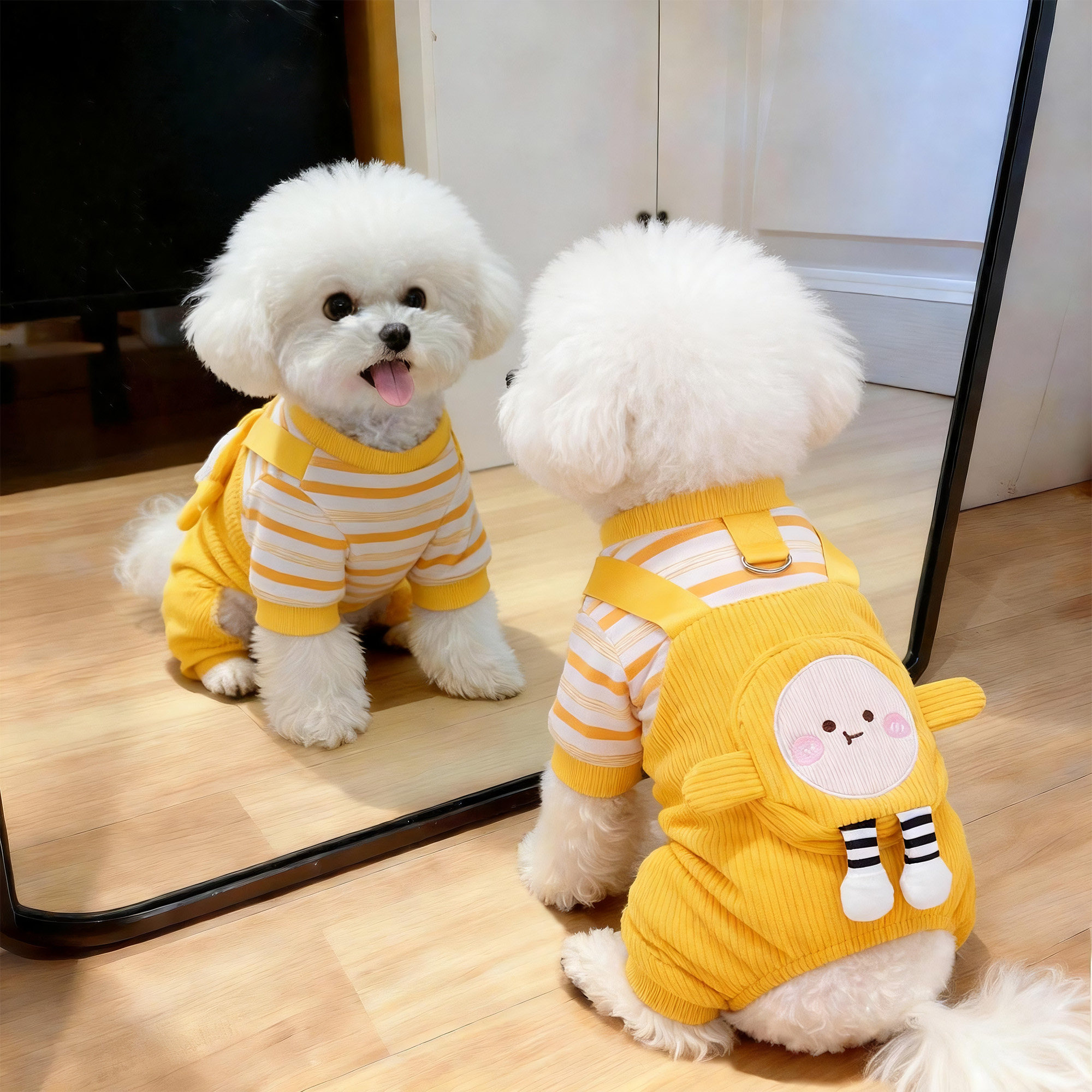 狗狗衣服秋冬新款四脚背带裤宠物小型犬比熊泰迪博美可牵引防掉毛