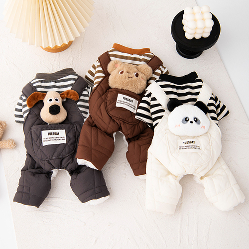 Dog clothes Autumn and winter small dog Bixiong Teddy Bomei pets winter warm cotton coat, traction four-legged coat