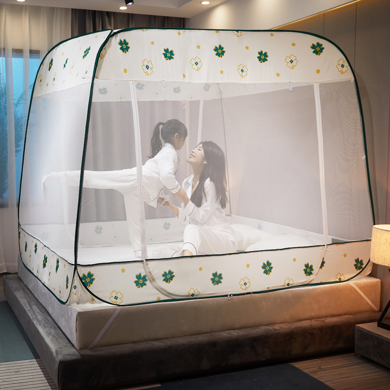 免安装蒙古包蚊帐家用1.5床1.8m防摔儿童无需支架固定加密可折叠