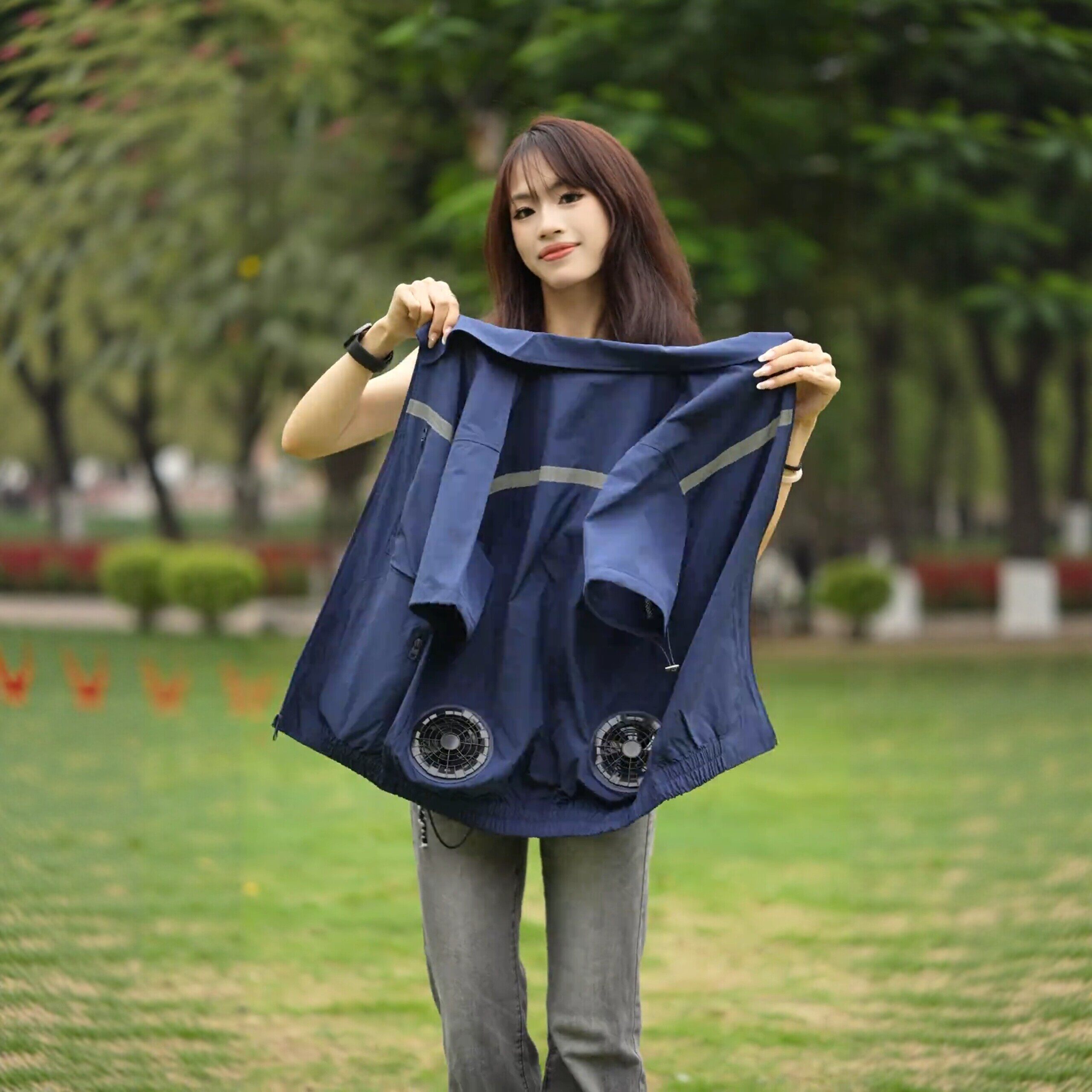 带电风扇的衣服降温空调服工地男款短袖工作服夏季制冷迷彩服工装