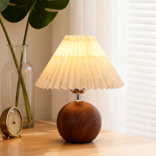 木纹北欧台灯氛围灯 高级感轻奢卧室床头灯插电款ins风民宿小夜灯