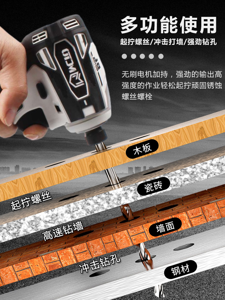 다기능 브러시리스 전기 드라이버 고충격 고토크 콘크리트 리튬 전기 드라이버 고출력 전기 드릴