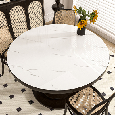 2024新款仿大理石纹餐桌垫茶几垫圆形PVC轻奢高级感小圆桌子桌布