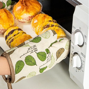 防烫手套棉麻隔热加厚厨房烤箱专用烘焙耐高温防滑防热微波炉烘培