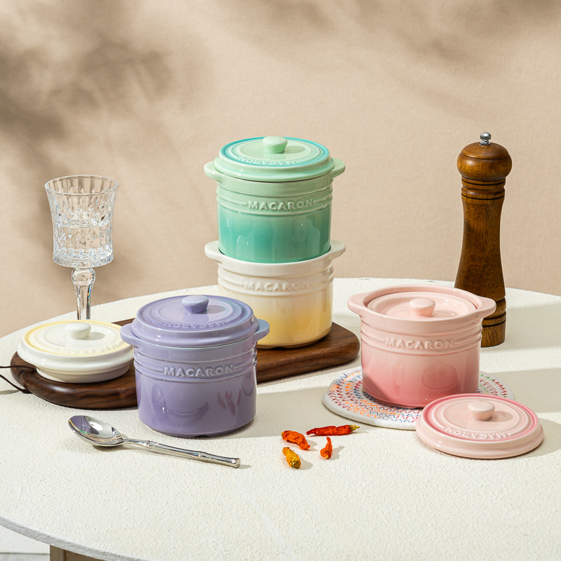 酷彩双盖耐高温养生汤盅可爱陶瓷炖盅隔水炖家用汤燕窝蒸蛋碗带盖