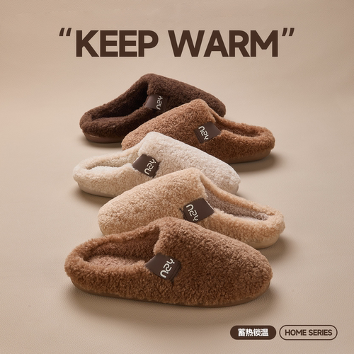 pissa家冬季复古棉拖鞋毛毛拖鞋
