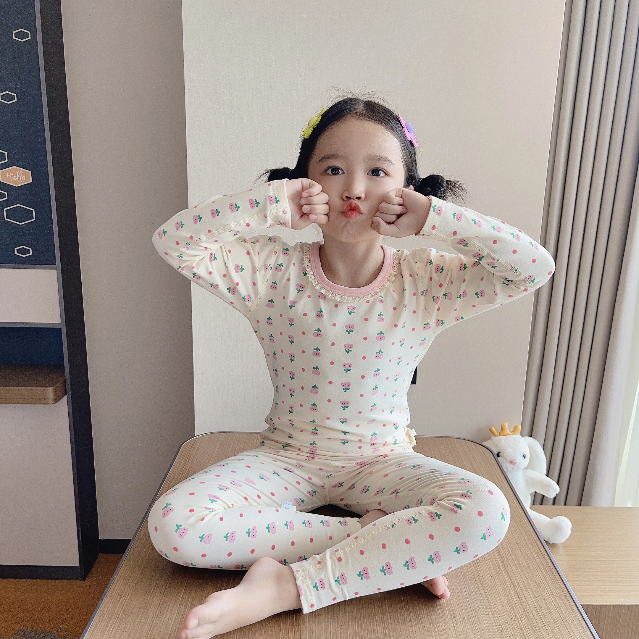 男女童A类纯棉秋冬保暖内衣睡衣