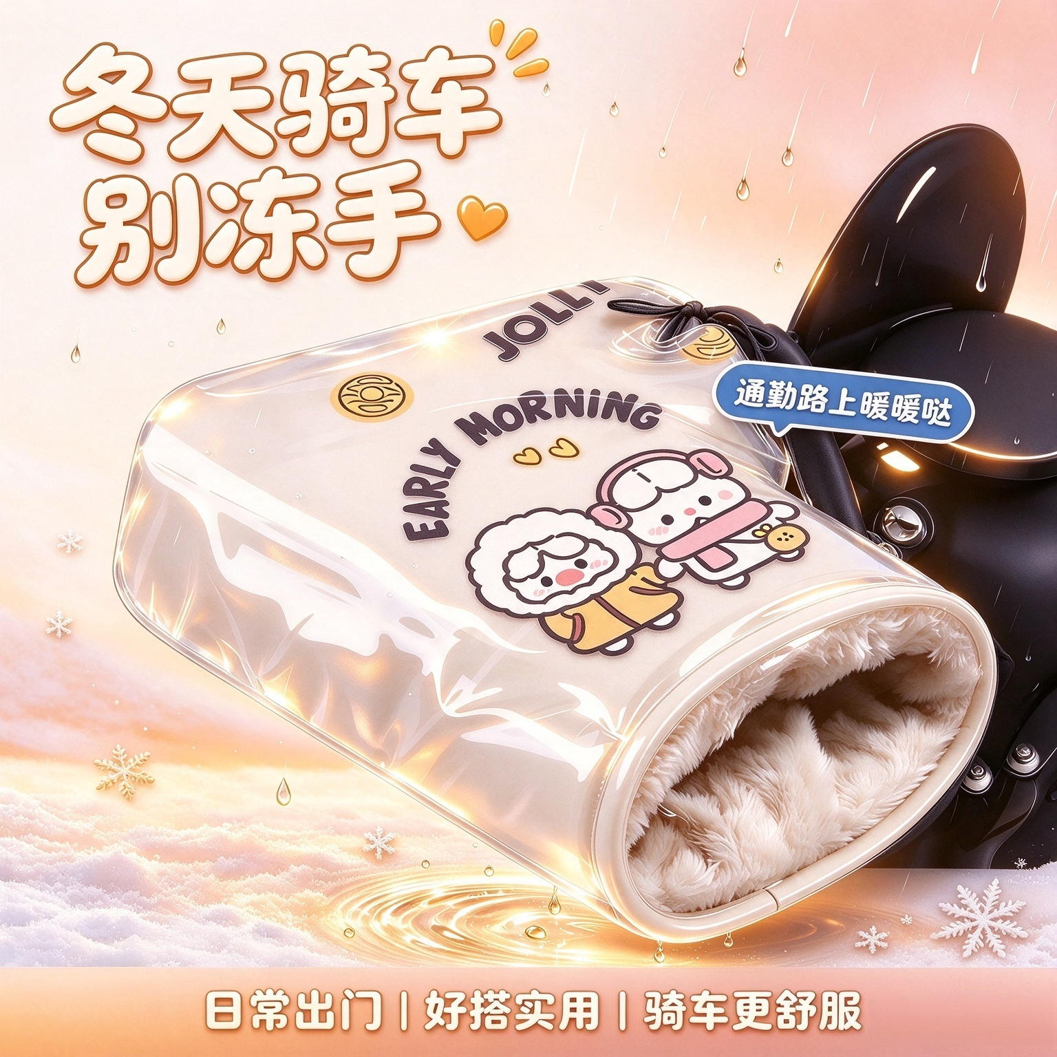 电动车手把套加厚保暖防寒加绒骑行手套摩托车挡风冬季电瓶车手罩
