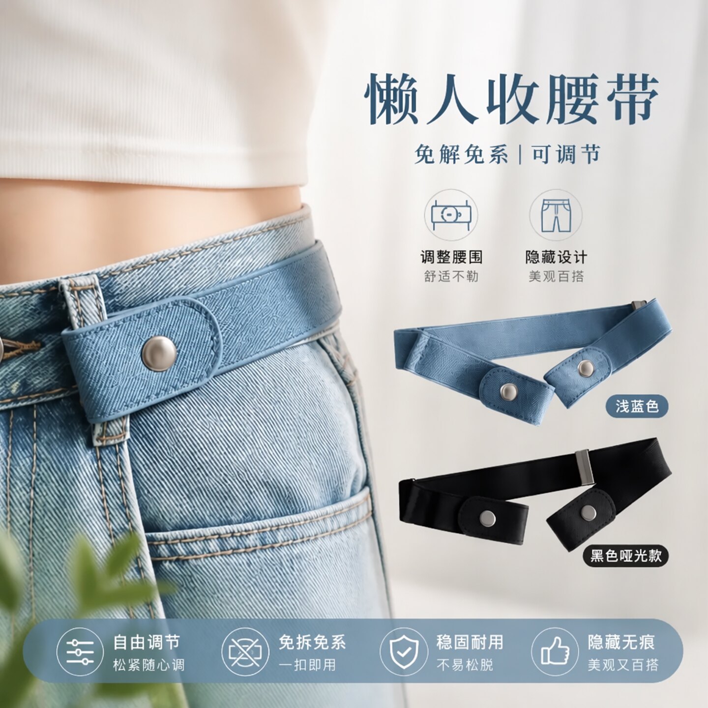 懒人腰带松紧裤带男女通用新款弹力学生军训牛仔裤子皮带收腰神器图片