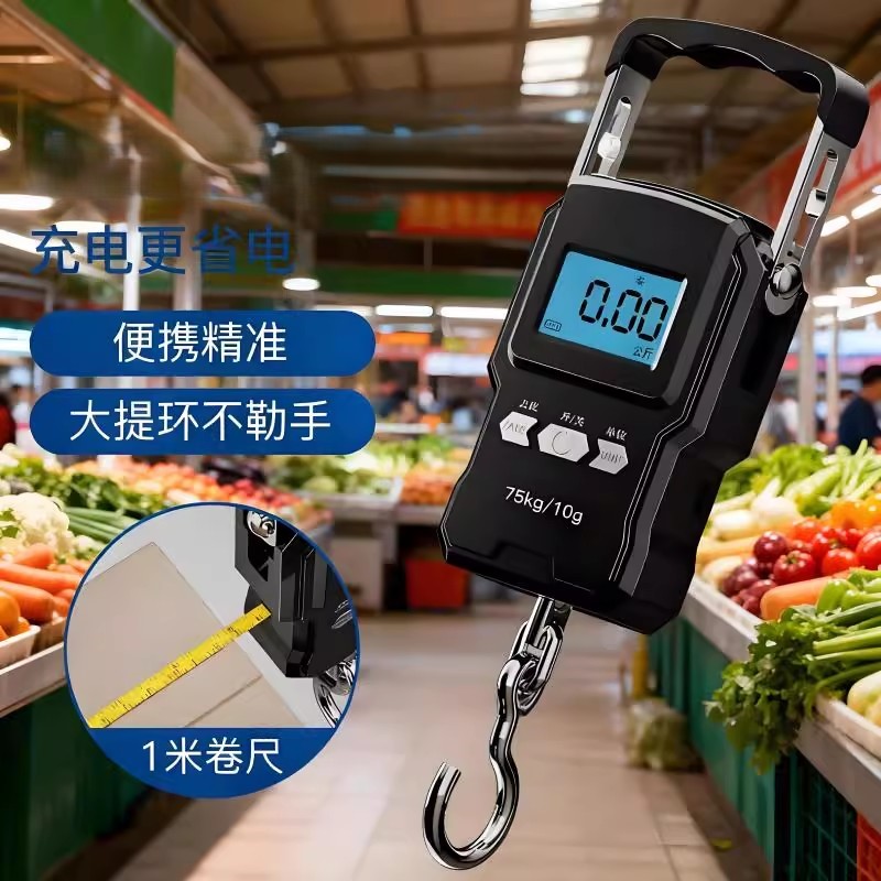 高精度手提电子秤小型快递称便携式家用钩商用吊勾弹簧行李称鱼器