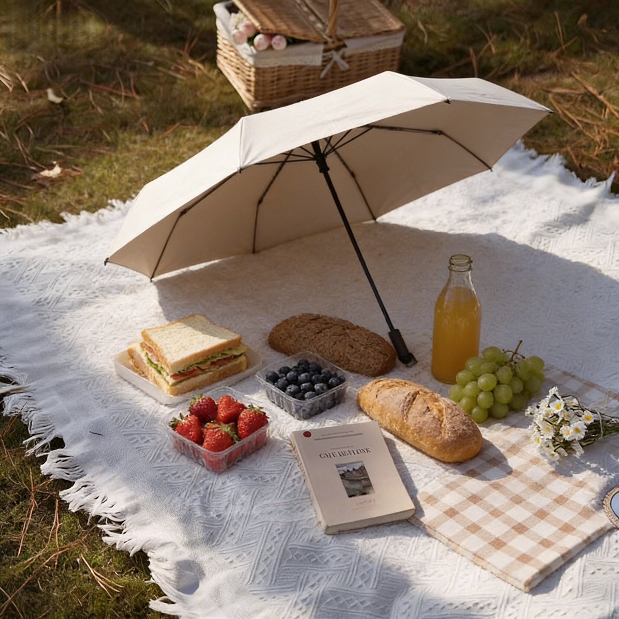 野餐垫防潮垫野餐布户外露营白色毯子沙滩垫帐篷地垫法式海边拍照