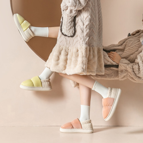 羽绒棉拖鞋女士冬季2025新款家居家保暖防水厚底软底毛绒包跟棉鞋