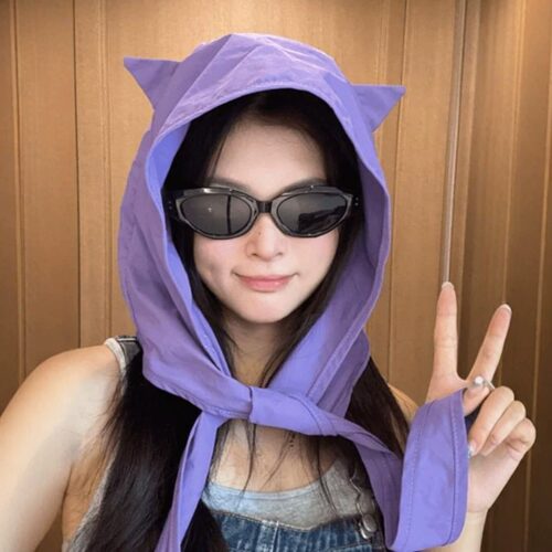 小恶魔绑带速干防晒猫耳帽
