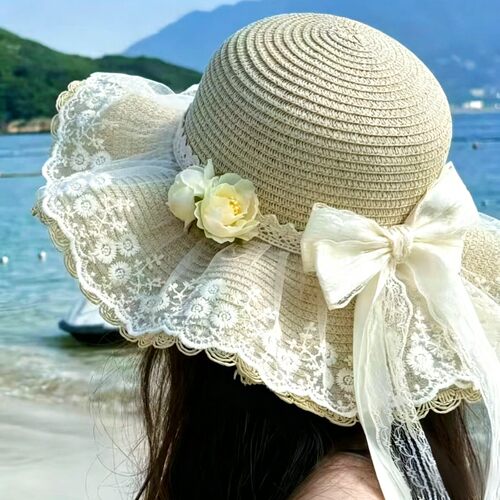 夏季海边度假风大檐防晒遮阳草帽