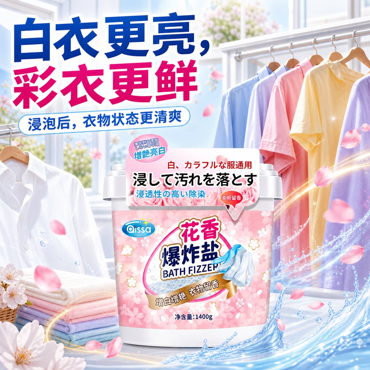 爆炸盐洗衣去污渍强婴幼儿彩漂粉去黄增白漂白剂白色衣物正品神器