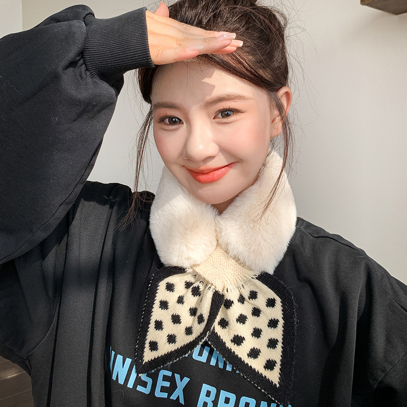 可爱仿獭兔毛毛保暖围巾