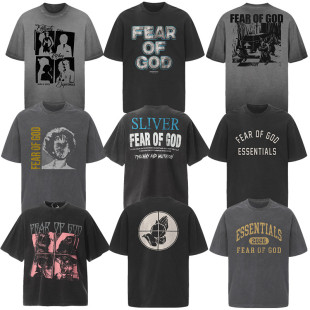 t恤男女装 情侣重磅半袖 复古高街vintage水洗做旧短袖 潮牌FOG美式