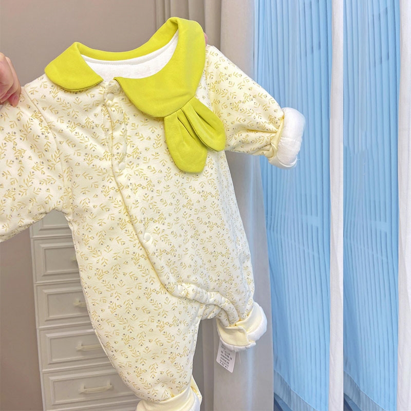 夹棉连体衣a薄款婴儿秋冬季