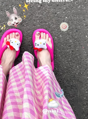 hellokitty猫人字拖鞋女夏天外穿2026新款平底海边夹趾沙滩凉鞋拖