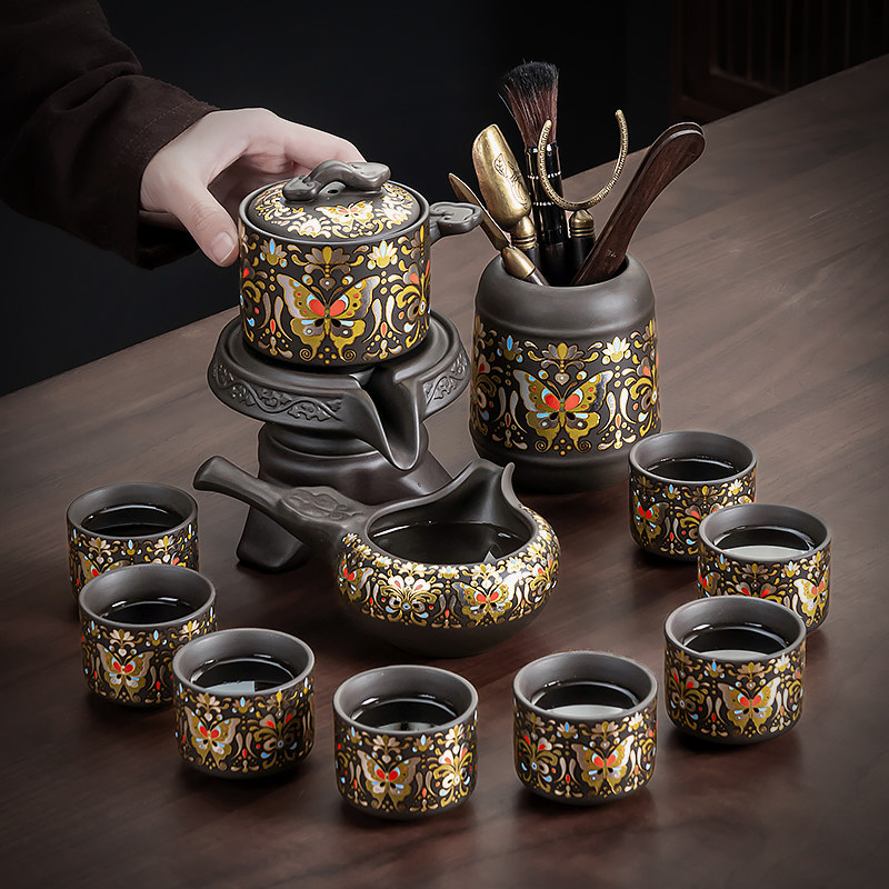 新款紫砂自动茶具套装石磨懒人泡茶神器高档泡茶壶家用喝茶冲茶器,餐饮具,功夫茶具,淘宝优惠券,粉丝福利购,淘宝优惠卷