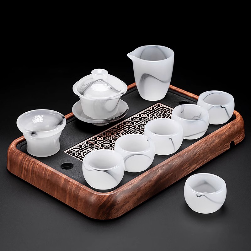 白玉琉璃茶具套装高端精致送长辈图片